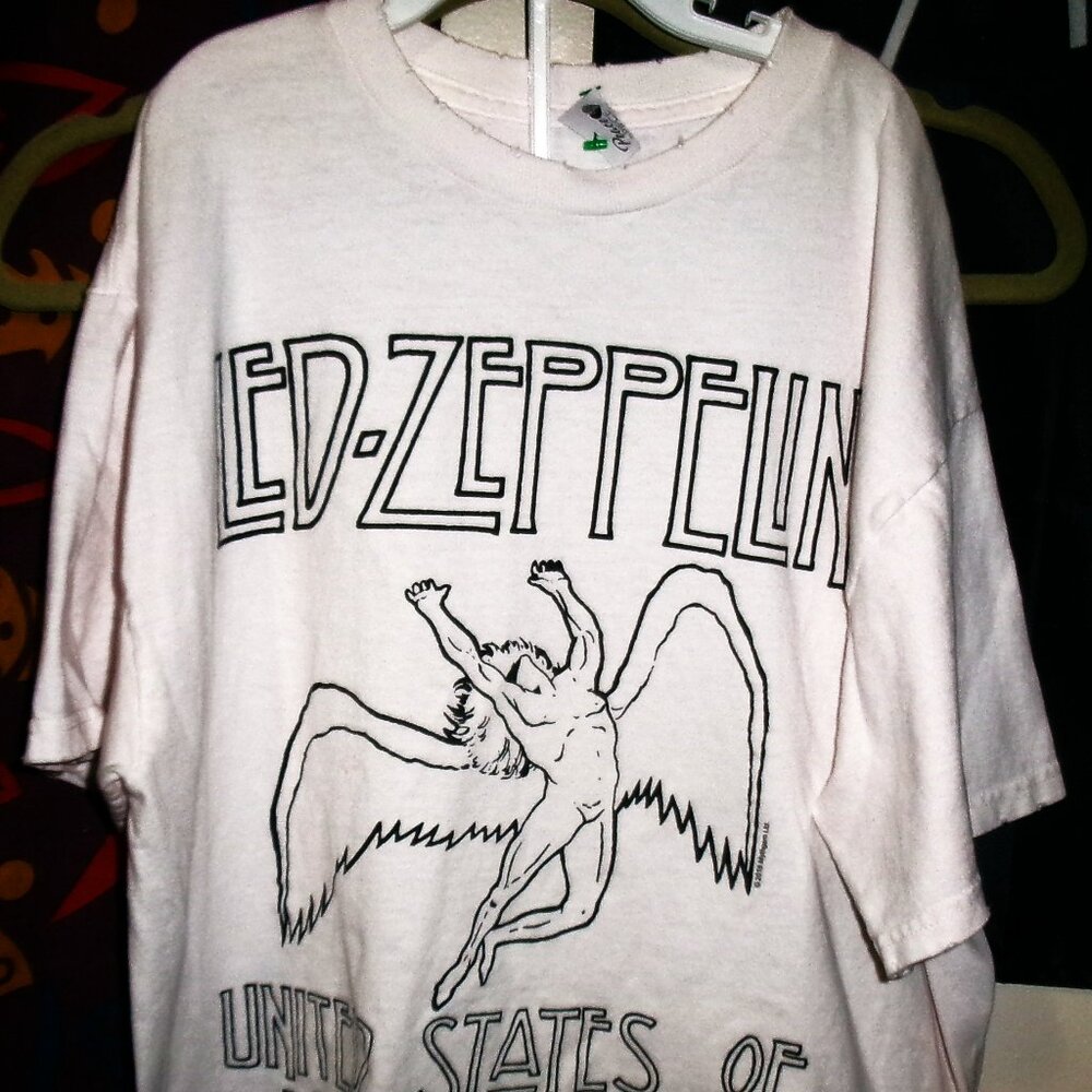 led zeppelin 1977 usa tour xs disressed official tee - jimmy page plant zoso
